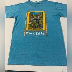 Vintage T Tee Shirt Single Stitch Blue Colorful Graphic Scenic Tourist